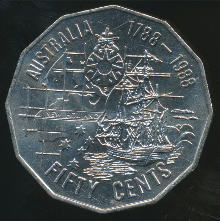 Australia, 1988 Fifty Cents, 50c, Elizabeth II (Bicentennial) Uncirculated